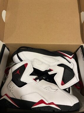 Jordan Kids White Black Red Retro Basketball Sneakers